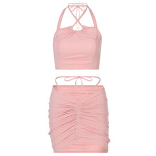 Load image into Gallery viewer, 2021 Summer New Fashion Street Style Sexy Lace-Up Crop Top Slim Fit Skirt Set
