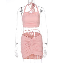 Load image into Gallery viewer, 2021 Summer New Fashion Street Style Sexy Lace-Up Crop Top Slim Fit Skirt Set