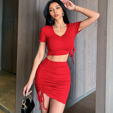 Load image into Gallery viewer, 2021 Summer New Fashion Suit Ultra Short Pleated Two-Piece High Waist Skirt Solid Color