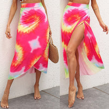Load image into Gallery viewer, 2021 Summer New Fashion Tie-Dye Color Matching Printed Lace-Up Skirt One-Piece