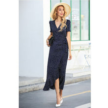 Load image into Gallery viewer, 2021 Summer New Fashion Women&#39;s Explosive Style V-Neck Irregular Lotus Leaf Dress Fishtail Floral Dress