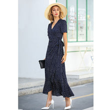 Load image into Gallery viewer, 2021 Summer New Fashion Women&#39;s Explosive Style V-Neck Irregular Lotus Leaf Dress Fishtail Floral Dress