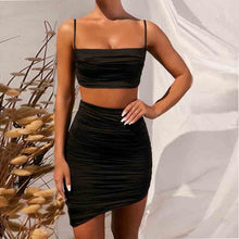 Load image into Gallery viewer, 2021 Summer New Fashion Women&#39;s Folds Sexy Low-Cut Camisole Two-Piece Irregular Package Hip Skirt