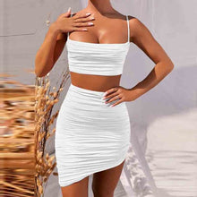 Load image into Gallery viewer, 2021 Summer New Fashion Women&#39;s Folds Sexy Low-Cut Camisole Two-Piece Irregular Package Hip Skirt