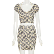 Load image into Gallery viewer, 2021 Summer New Fashion Women&#39;s Plaid Sexy Slim  Halter Two-Piece Dress