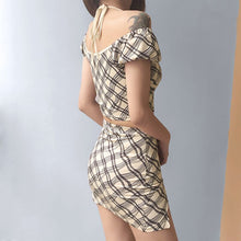 Load image into Gallery viewer, 2021 Summer New Fashion Women&#39;s Plaid Sexy Slim  Halter Two-Piece Dress