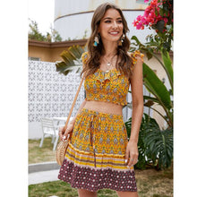 Load image into Gallery viewer, 2021 Summer New Fashion Women&#39;s Printed V-Neck Sling Holiday Leisure Suit