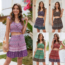 Load image into Gallery viewer, 2021 Summer New Fashion Women&#39;s Printed V-Neck Sling Holiday Leisure Suit