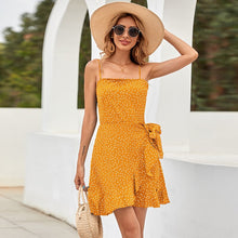 Load image into Gallery viewer, 2021 Summer New Fashion Women&#39;s Sling Elegant Off Shoulder Sleeveless Dress Sling Neck Chiffon Shirt Polka Dot Print Dress.