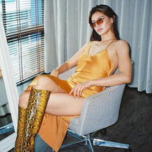 Load image into Gallery viewer, 2021 Summer New Halter Satin Lace Up Slit Dress Sets Skirt Women&#39;s Suit Two Piece Set Outfit