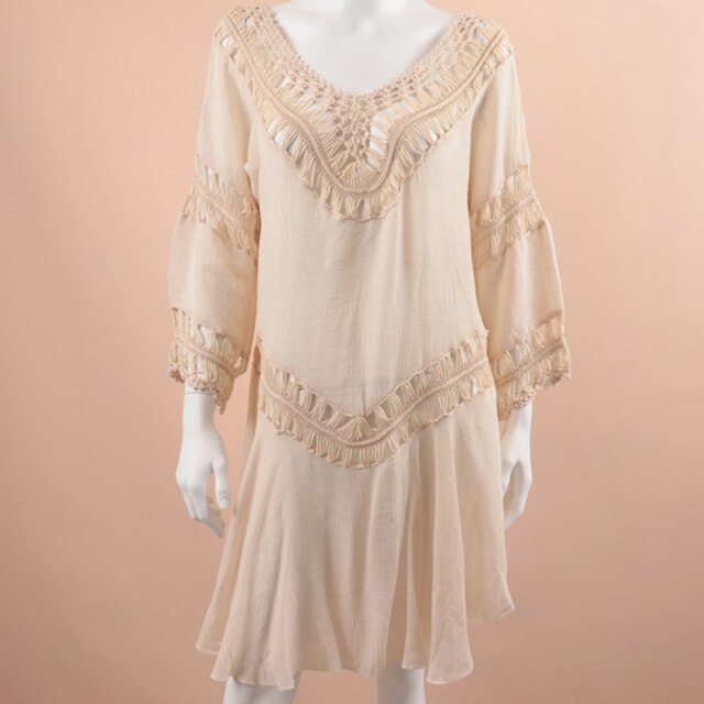 2021 Summer New Handmade Crochet Flower Net Shirt Hollow Women's Dress Loose And Thin Air Conditioning Blouse Skirt