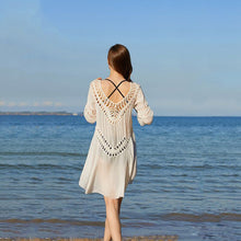 Load image into Gallery viewer, 2021 Summer New Handmade Crochet Flower Net Shirt Hollow Women&#39;s Dress Loose And Thin Air Conditioning Blouse Skirt