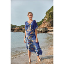 Load image into Gallery viewer, 2021 Summer New Printed Off-Shoulder Beach Dress V-Neck Four-Way Stretch Quick-Drying Bikini Blouse
