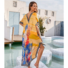 Load image into Gallery viewer, 2021 Summer New Printed Off-Shoulder Beach Dress V-Neck Four-Way Stretch Quick-Drying Bikini Blouse