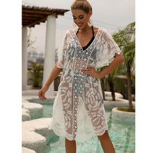 Load image into Gallery viewer, 2021 Summer New Product Water-Soluble Hand-Painted Pullover Sun Protection Clothing Hollow Sexy Beach Bikini Outer Cover