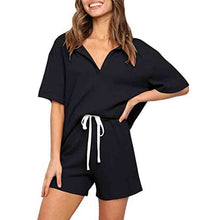 Load image into Gallery viewer, 2021 Summer New Product Women&#39;s Threaded Fabric V-Neck Top + Shorts With Pocket Casual Suit
