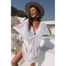 Load image into Gallery viewer, 2021 Summer New Sexy Deep V Perspective Drape Irregular Off-Shoulder Loose Beach Blouse
