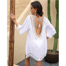 Load image into Gallery viewer, 2021 Summer New Sexy Halter Strap Hand Hook Stitching Five-Point Sleeve Irregular Beach Top Women