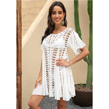 Load image into Gallery viewer, 2021 Summer New Sexy Hollow Handmade Crochet Stitching Large Swing Skirt Beach Dress