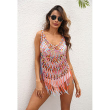 Load image into Gallery viewer, 2021 Summer New Sexy Perspective Handmade Crochet Tassel Stitching Beach Bikini Top Suspender Skirt