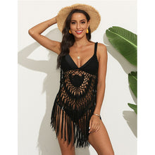 Load image into Gallery viewer, 2021 Summer New Sexy Perspective Handmade Crochet Tassel Stitching Beach Bikini Top Suspender Skirt