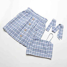 Load image into Gallery viewer, 2021 Summer New Sexy Sweet Plaid Sling Skirt Button Decoration Two-Piece Female