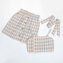 Load image into Gallery viewer, 2021 Summer New Sexy Sweet Plaid Sling Skirt Button Decoration Two-Piece Female