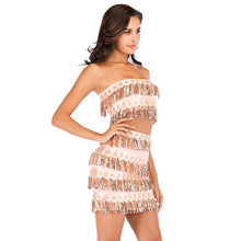 Load image into Gallery viewer, 2021 Summer New Sexy Women&#39;s Two-Piece Tube Top Strapless Slimming Fringed Mini Skirt