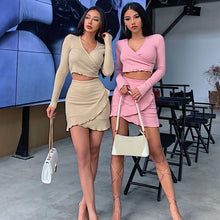 Load image into Gallery viewer, 2021 Summer New Slim Lotus Leaf Cardigan Long-Sleeved Tight-Fitting Hip Two-Piece Suit