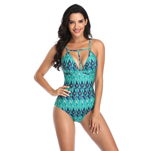 2021 Summer New Style Sexy Lady Triangle Print Halter Fashion Two-Piece Swimsuit