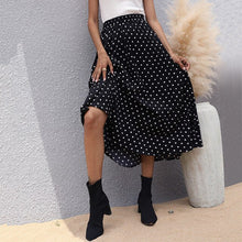 Load image into Gallery viewer, 2021 Summer New Women&#39;s Black Slim Mid-Length Pleated Polka-Dot Skirt