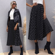 Load image into Gallery viewer, 2021 Summer New Women&#39;s Black Slim Mid-Length Pleated Polka-Dot Skirt