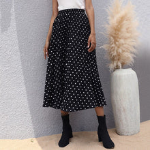 Load image into Gallery viewer, 2021 Summer New Women&#39;s Black Slim Mid-Length Pleated Polka-Dot Skirt