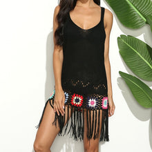 Load image into Gallery viewer, 2021 Summer New Women&#39;s Color Matching Handmade Crochet Flower Stitching Tassel Sling Braided Dress