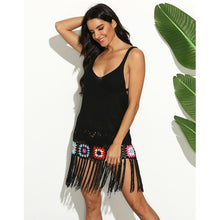 Load image into Gallery viewer, 2021 Summer New Women&#39;s Color Matching Handmade Crochet Flower Stitching Tassel Sling Braided Dress