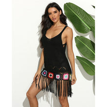Load image into Gallery viewer, 2021 Summer New Women&#39;s Color Matching Handmade Crochet Flower Stitching Tassel Sling Braided Dress