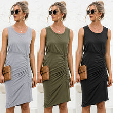 Load image into Gallery viewer, 2021 Summer New Women&#39;s Fahion Casual Solid Spaghetti Straps Sleeveless O Neck Empire Package Hip Knee Lenght Dress Slim Ladies