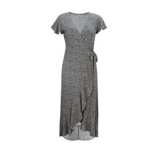 Load image into Gallery viewer, 2021 Summer New Women&#39;s Fashion Casual Floral Print Deep V Neck Short Sleeve Loose Waist Lace Up Ankle Lenght Dress Ladies Slim