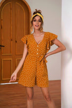 Load image into Gallery viewer, 2021 Summer New Women&#39;s Fashion Casual Polka Dot Deep V Neck Ruffles Buttons Sleeveless Empire Lace Up Playsuits Ladies Skinny