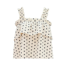 Load image into Gallery viewer, 2021 Summer New Women&#39;s Fashion Casual Polka Dot Slash Neck Ruffles Spaghetti Straps Sleeveless Loose Backless Crop Tops Ladies