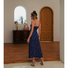 Load image into Gallery viewer, 2021 Summer New Women&#39;s Fashion Casual Print Slash Neck Spaghetti Straps Sleeveless Backless Loose Waist Ankle Lenght Dress Lady
