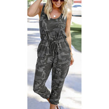 Load image into Gallery viewer, 2021 Summer New Women&#39;s Fashion Casual Print V Neck Spaghetti Straps Sleeveless Tunic Lace Up Jumpsuits Ladies Loose Baisc Slim