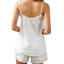 Load image into Gallery viewer, 2021 Summer  New Women&#39;s Fashion Casual Solid V Neck Ruffles Spaghetti Straps Sleeveless Top Elastic Waist Lace Up Short Ladies