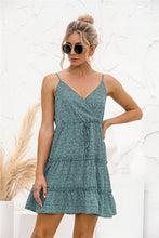 Load image into Gallery viewer, 2021 Summer New Women&#39;s Fashion Sexy Floral Print Deep V Neck Spaghetti Strap Sleeveless Lace Up Backless Empire Mini Dress Lady