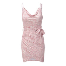 Load image into Gallery viewer, 2021 Summer New Women&#39;s Fashion Sexy Print Deep V Neck Spaghetti Straps Backless Sleeveless Empire Lace Up Mini Dress Lady Slim