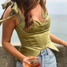 Load image into Gallery viewer, 2021 Summer New Women&#39;s Sexy Fashion Strappy Square Neck Halter Short Suspender Upper Outer Garment Sleeveless Tank