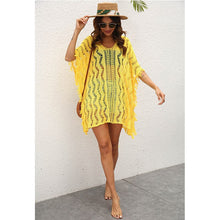 Load image into Gallery viewer, 2021 Summer New Women&#39;s Sexy Hollow Perspective Woven Top Wave Pattern Loose Beach Skirt