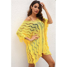 Load image into Gallery viewer, 2021 Summer New Women&#39;s Sexy Hollow Perspective Woven Top Wave Pattern Loose Beach Skirt