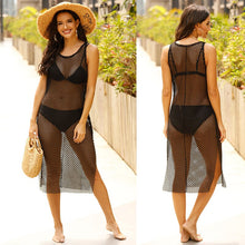 Load image into Gallery viewer, 2021 Summer New Women&#39;s Sexy Transparent Hollow Mesh Slit Vest Skirt Beach Top Dress