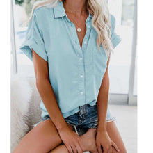 Load image into Gallery viewer, 2021 Summer New Women&#39;s Short Sleeve Lapel Button Harajuku Oversized Shirt Crop Top Blouse Women Boho Clothing Cardigan Korean